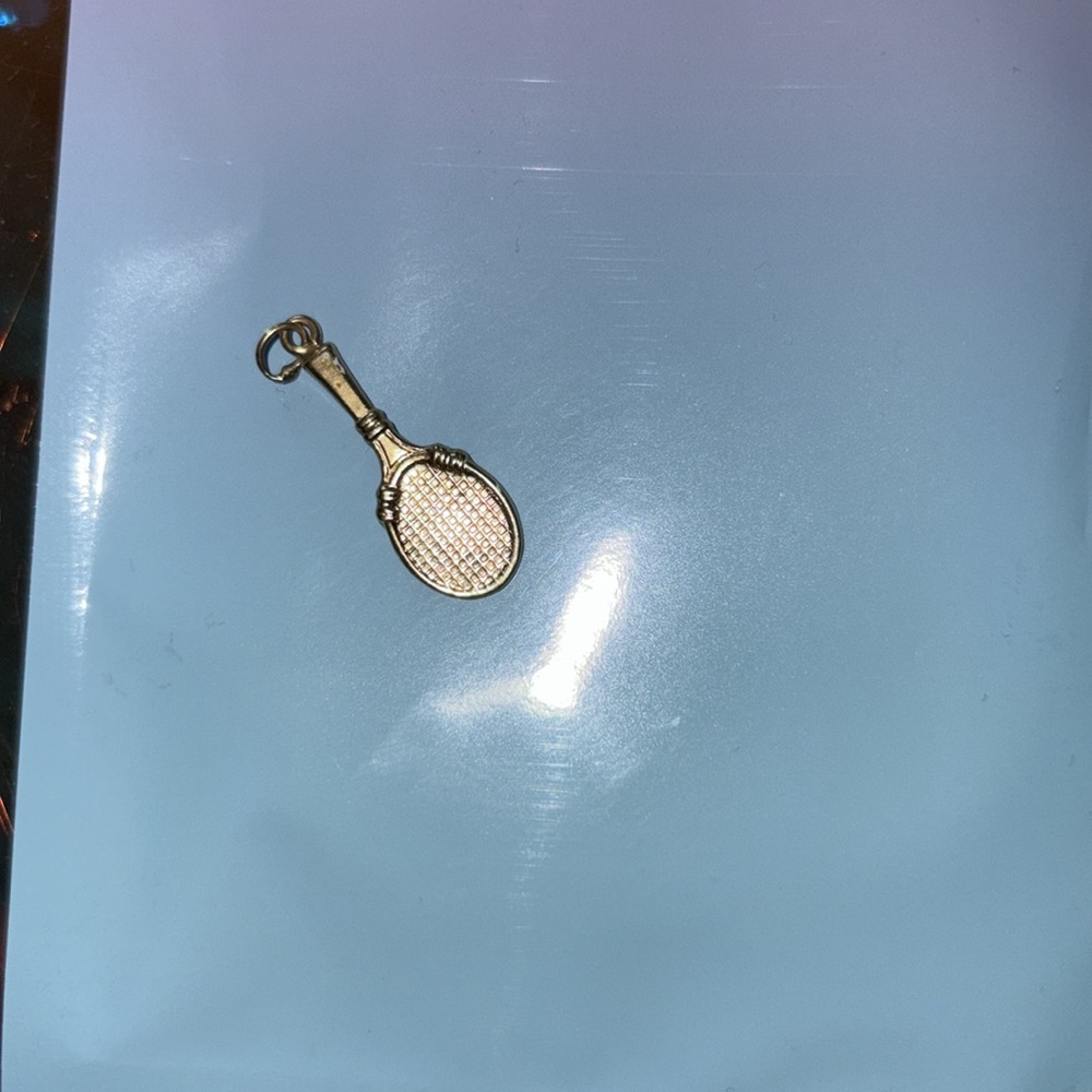 Gold Tennis Racket Charm - Picture 4 of 7